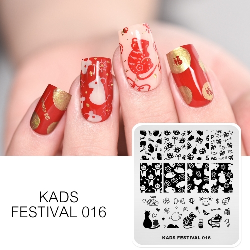 FESTIVAL 016 Nail Stamping Plate Festival Mouse New Year