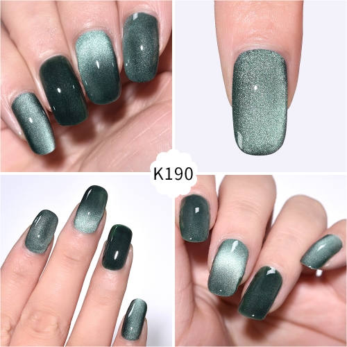 Meteorite Wide Cat Eye Gel Nail Polish Viridian Green