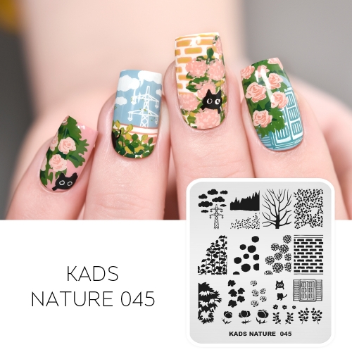 NATURE 045 Nail Stamping Plate Cloud & Flower & Hydrangea