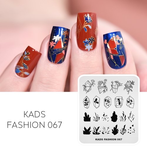 FASHION 067 Nail Stamping Plate Crystal & Amber & Flower