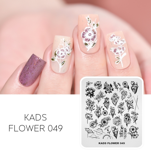 FLOWER 049 Nail Stamping Plate Flower & Geometry