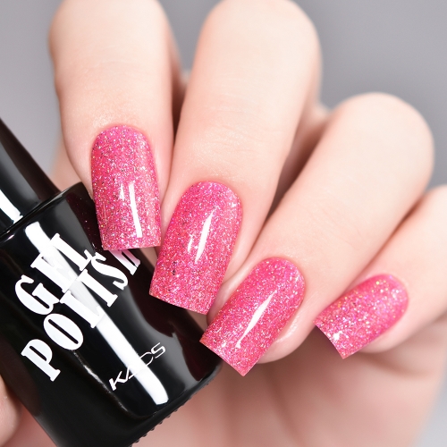 Neon Gel Nail Polish Hot Pink & Glitters