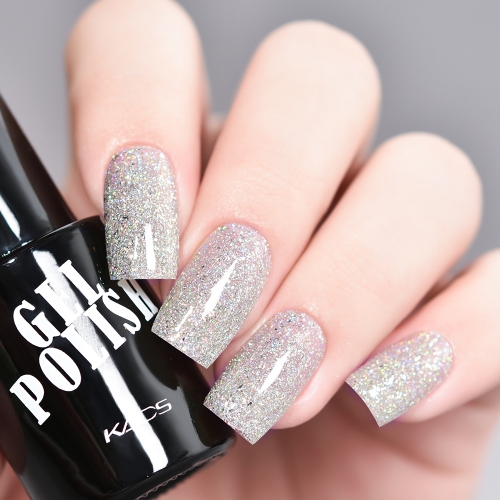 Neon Gel Nail Polish Silver Grey & Glitters