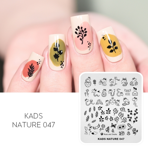 NATURE 047 Nail Stamping Plate Rose & Snakes