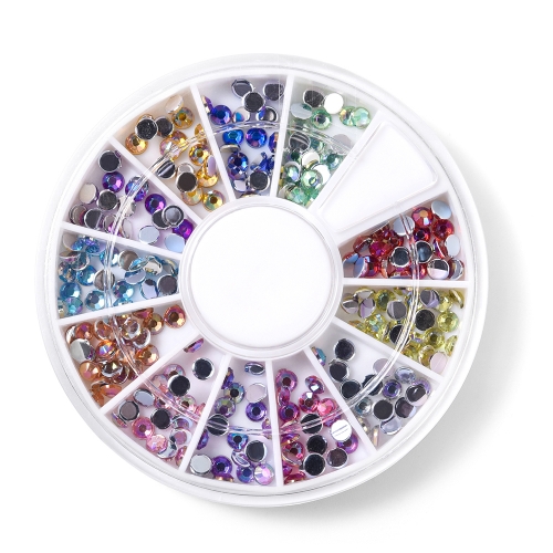 Round Nail Rhinestone 600Pcs/Box 12 Colors 200010