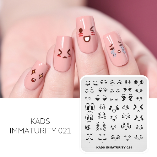 IMMATURITY 021 Nail Stamping Plate Cute Facial Expressions