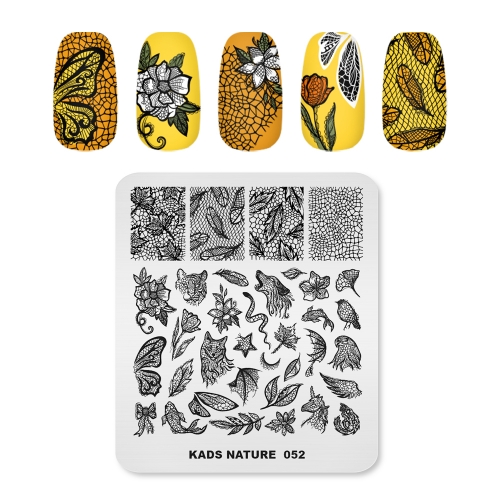 NATURE 052 Nail Stamping Plate Combination of Plants and Animals