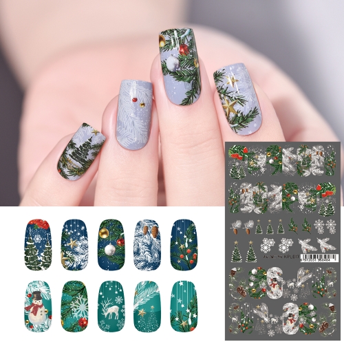 Water Transfer Nail Sticker Christmas Tree & Snowflakes