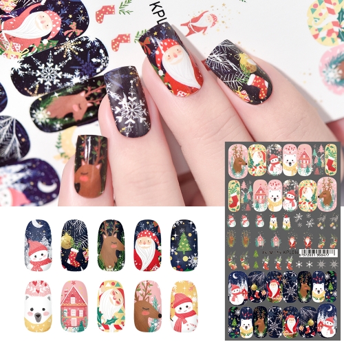 Water Transfer Nail Sticker Christmas Santa & Snowflake & Elk