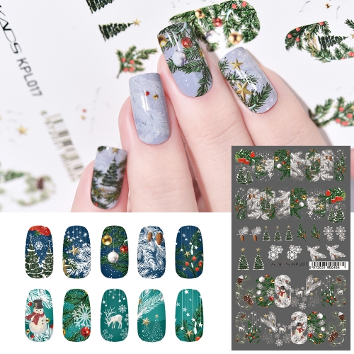 Water Transfer Nail Sticker Christmas Tree & Snowflakes