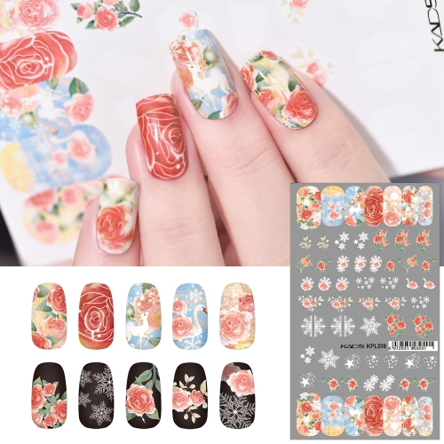 Water Transfer Nail Sticker Swan & Sika Deer & Rose Flower