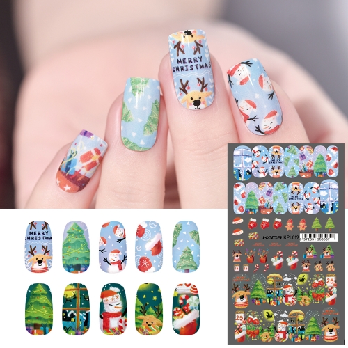 Water Transfer Nail Sticker Cute Snowman & Christmas Tree & Elk