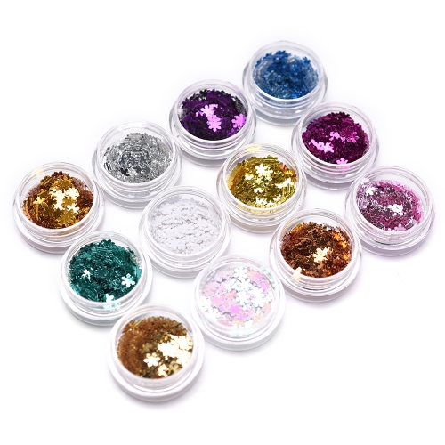 Snowflake Sequin Nail Powder Set 12Pcs 200062