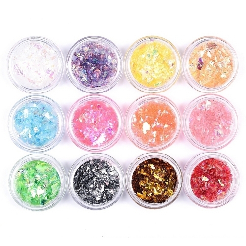 Glitter Candy Glass Paper Flakes Set 12Pcs 200060