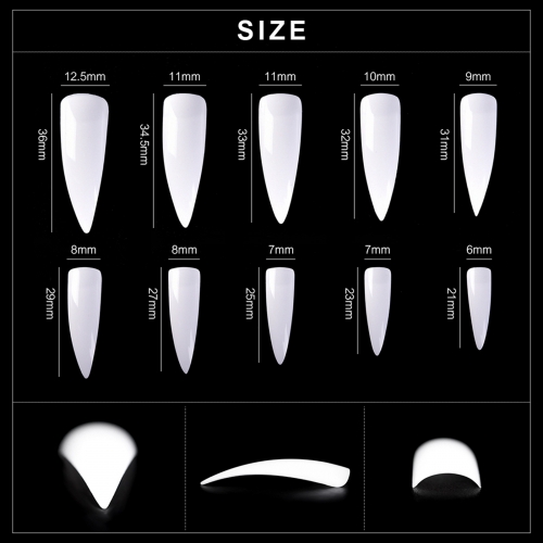 No Crease Big Stiletto Nail Tips 500008