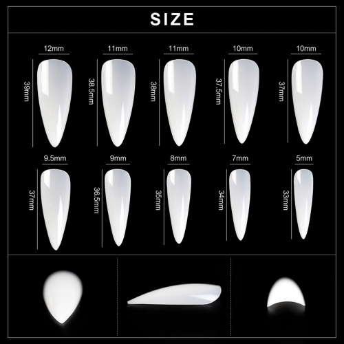 No Crease Short Stiletto Nail Tips 500014