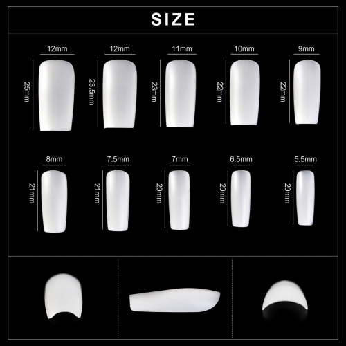 No Crease Matte Square Nail Tips 500012