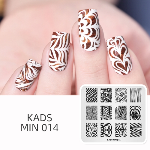 MIN 014 Nail Stamping Plate Ripple & Stripe & Marble