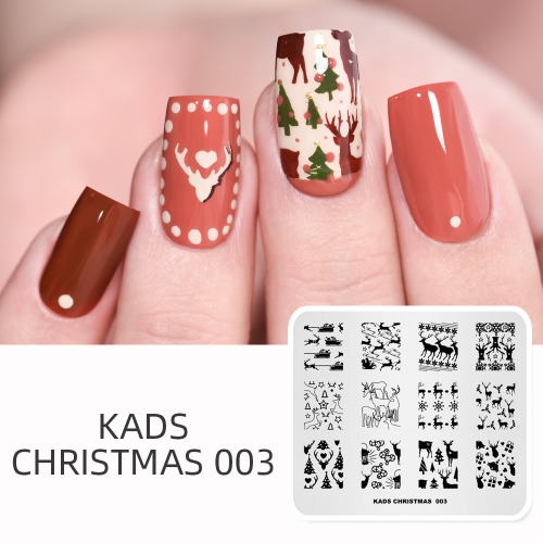 CHRISTMAS 003 Nail Stamping Plate Christmas Reindeer & Sled