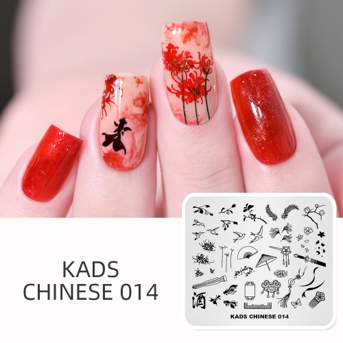 CHINESE 014 Nail Stamping Plate Chinese Style Hairpin & Sword & Lycoris