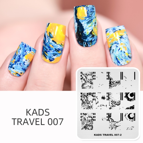 TRAVEL 007-2 Nail Stamping Plate Oil Painting & Starry Sky & Van Gogh