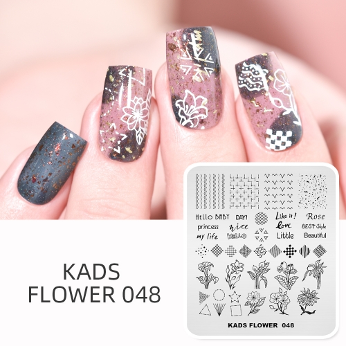 FLOWER 048 Nail Stamping Plate Like & Love & Bouquet & Star