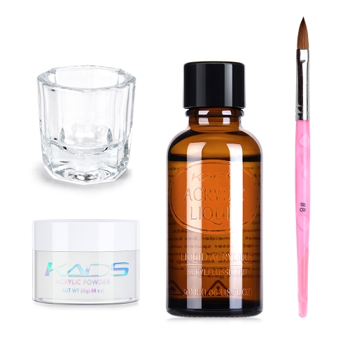 Acrylic Nail Set (Semi-Transparent Acrylic Powder, 30ml Acrylic Liquid, No. 8 Acrylic Brush, Crystal Cup)