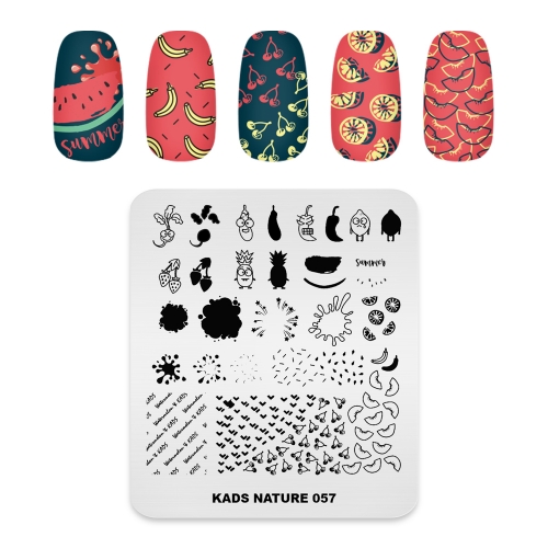 NATURE 057 Nail Stamping Plate Cute Letters& Fruit,& Watermelon