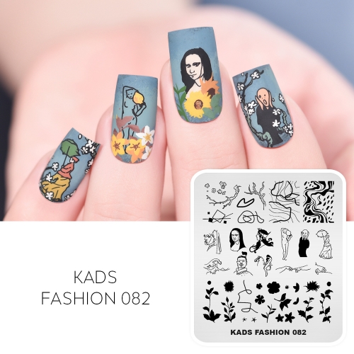 FASHION 082 Nail Stamping Plate Famous Painting Figures& Leaves