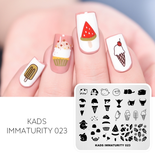 IMMATURITY 023 Nail Stamping Plate Cute Animals & Fruits & Ice Cream