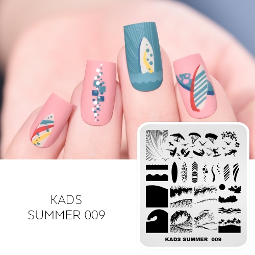 SUMMER 009 Nail Stamping Plate Waves & Surf & Glide