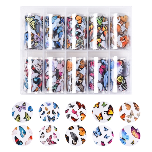 Nail Art Transfer Sticker 15 Vibrant Butterfly 200135