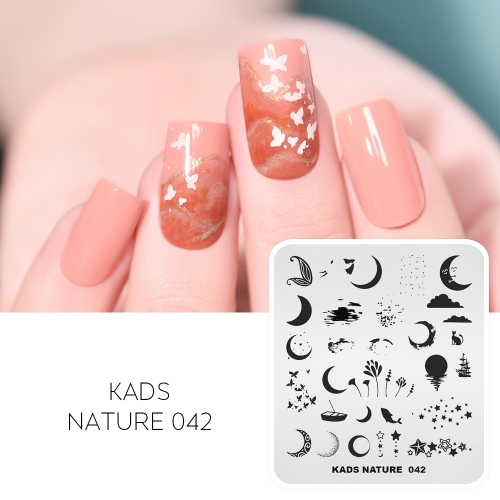 NATURE 042 Nail Stamping Plate Moon Star Boat Dream