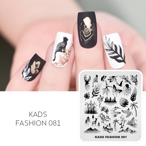 FASHION 081 Nail Stamping Plate Deer& Snake& Woods