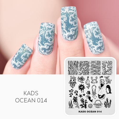 OCEAN 014 Nail Stamping Plate  Whale& Seaweed