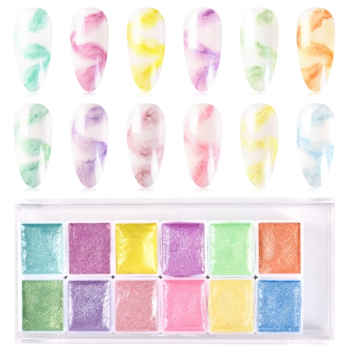 12 Colors Pearlescent Solid Watercolor Paints DIY Nail Art 410163