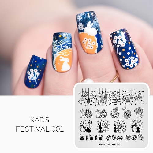 FESTIVAL 001 Nail Stamping Plate Festival Easter & Egg & Rabbit