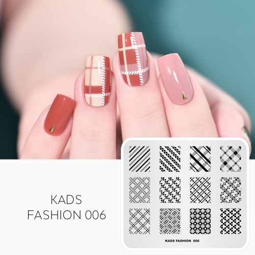 FASHION 006 Nail Stamping Plate Plaid