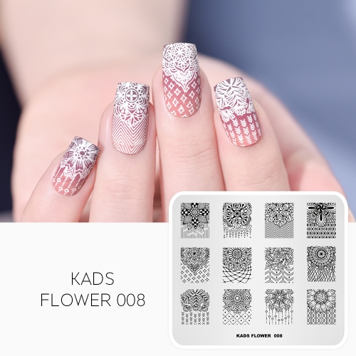 FLOWER 008 Nail Stamping Plate Flower & Lace