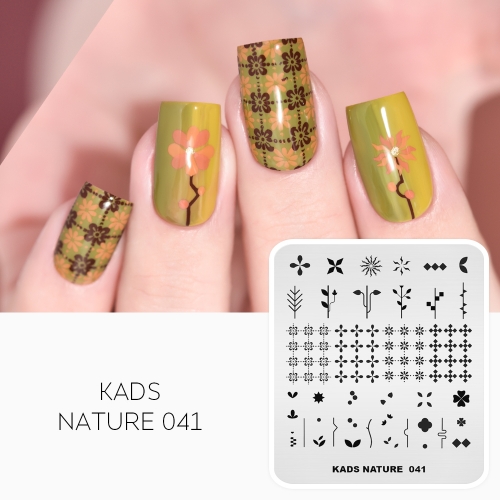 NATURE 041 Nail Stamping Plate Plaid Flower