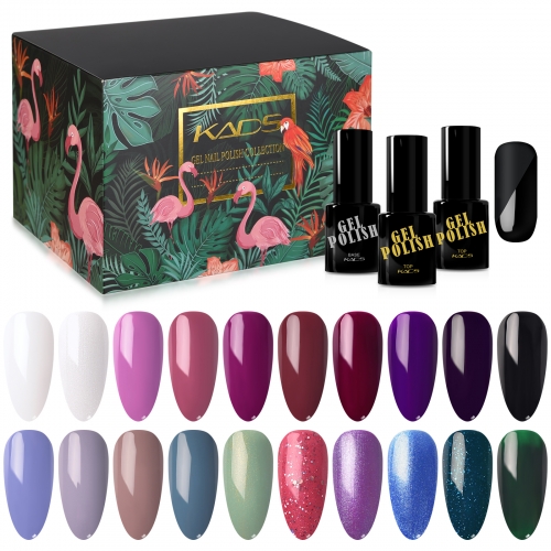 23 Pcs Gel Nail Polish Kit 20 Colours with Glossy Top Coat & Matte Top Coat & Base Coat