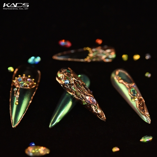 Leaf Shaped Nail Rhinestone 120Pcs/Box 12 Colors 200014