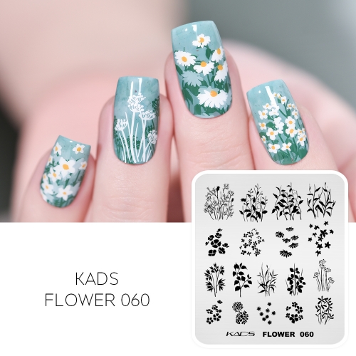Flower 060 Nail Stamping Plate Flower & Leaf