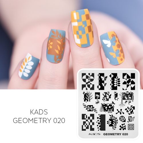 Geometry 020 Nail Stamping Plate Abstract & Leaf & Dot
