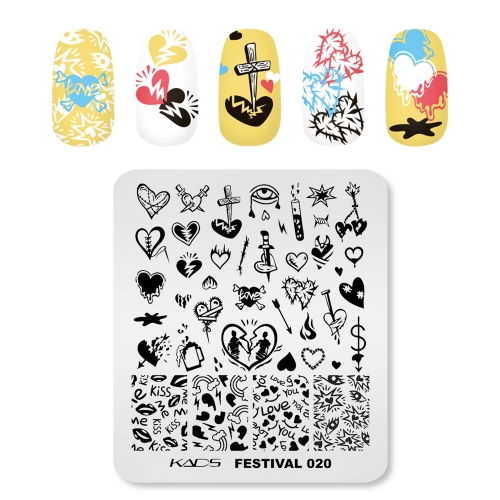 Festival 020 Nail Stamping Plate Break Up & Heart & Lovers