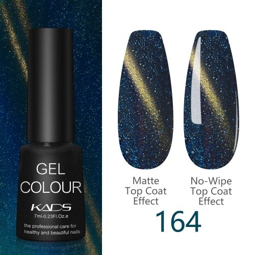 Laser Cat Eye Gel Nail Polish Dark Blue & Holographic Glitters