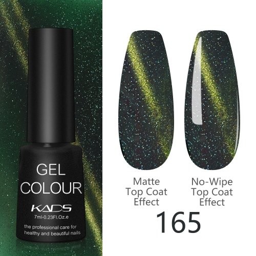 Laser Cat Eye Gel Nail Polish Dark Forest Green & Holographic Glitters