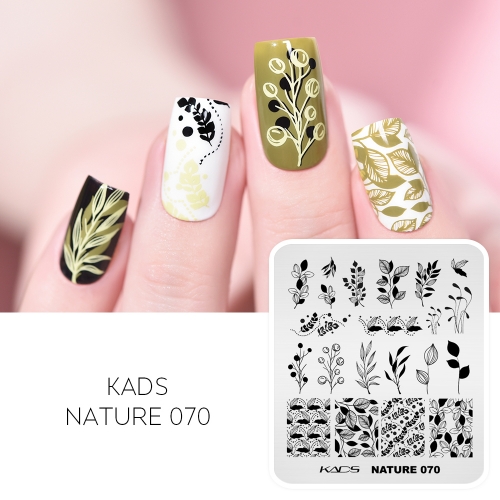 NATURE 070 Nail Stamping Plate Leaf Twigs