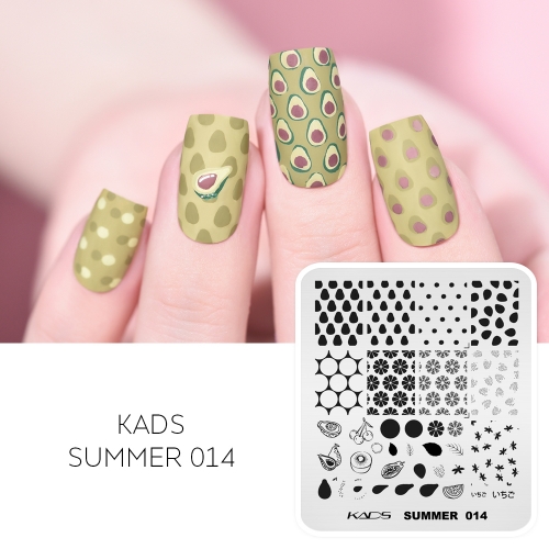 SUMMER 014 Nail Stamping Plate Fruit Slice & Cut Open Fruits & Orange & Cherry & Papaya & Cherry & Avocado & Kiwi