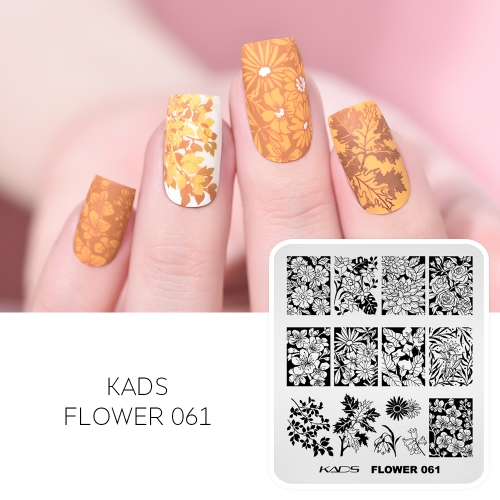 FLOWER 061 Nail Stamping Plate Leaf & Daisy & Rose & Sunflower & Daffodil & Lily & Snowdrop